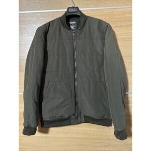 Arizona Jeans Microfiber Quilted Olive Green Jacket - Men’s Sz L - slash pockets